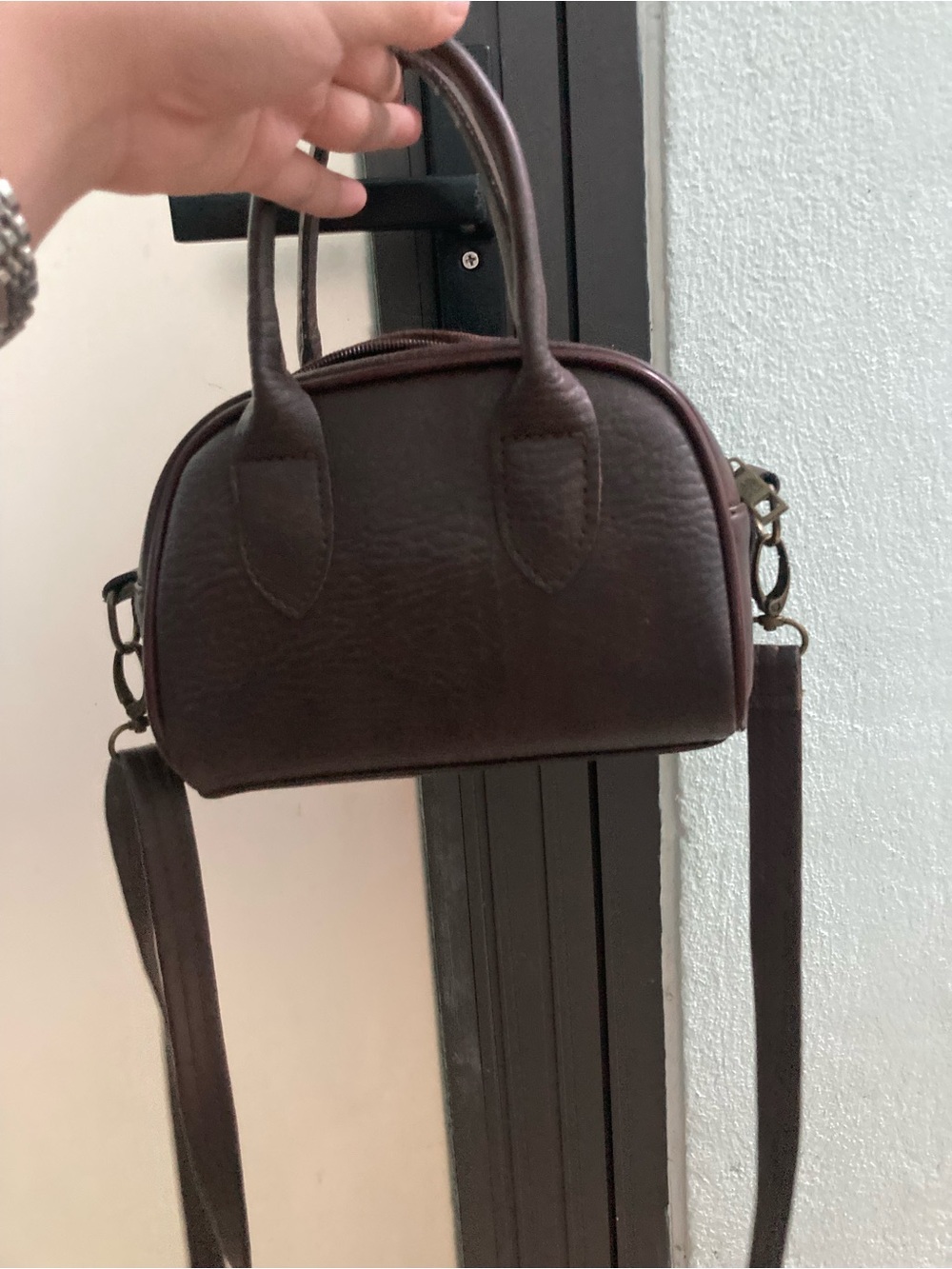 Compact Women's Crossbody Satchel in Dark Brown